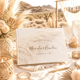 Libro De Visitas Elegante Boda Bohemia con Hierba de Pampas