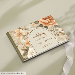 Libro De Visitas Elegante Boda Boho Terracota Marfil Salvia Floral
