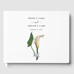 Libro De Visitas Elegante Boda botánico de Calla Blanca Lily Green