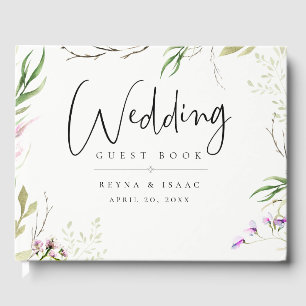 Libro De Visitas Elegante Boda Botánico de Flor Silvestre