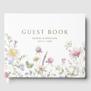 Libro De Visitas Elegante Boda Botánico de Flor Silvestre Soft Past