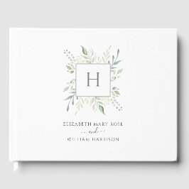 Libro De Visitas Elegante Boda botánico monograma