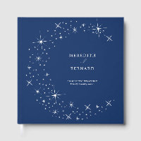 Elegante Boda Celestial Luna Azul Marino Monograma