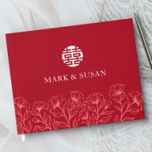 Elegante Boda China Tradicional Floral (ROJO)