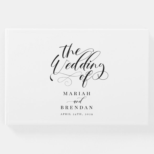 Libro De Visitas Elegante Boda Clásico de Caligrafía (Anverso)