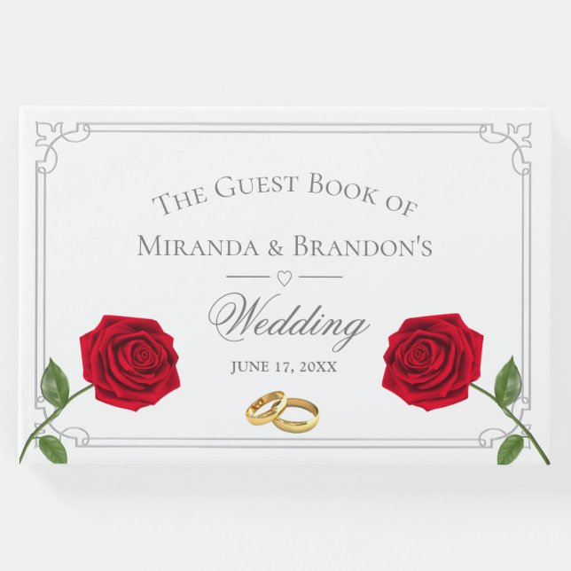 Libro De Visitas Elegante Boda clásico floral simple (Anverso)