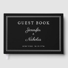 Libro De Visitas Elegante boda con guión en blanco y negro