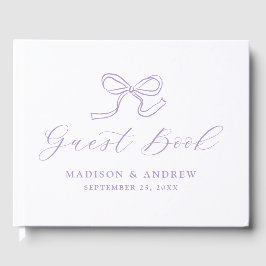 Libro De Visitas Elegante Boda con Lazo de Lavanda