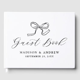 Libro De Visitas Elegante Boda con Lazo Negro