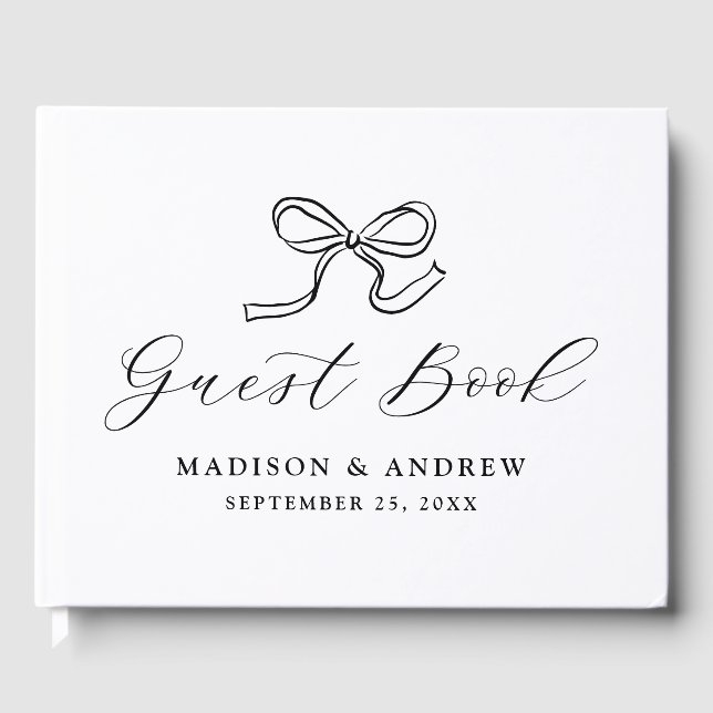 Libro De Visitas Elegante Boda con Lazo Negro (Anverso)