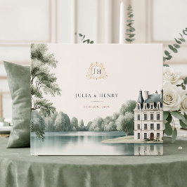 Libro De Visitas Elegante Boda con Monograma de Château Francés