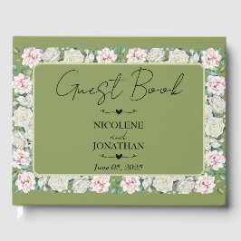 Libro De Visitas Elegante Boda de Abrazo Floral