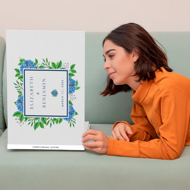 Libro De Visitas Elegante Boda de acuarela de Hydrangeas Blue (Subido por el creador)