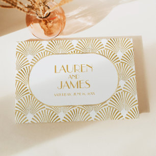 Libro De Visitas Elegante Boda de Art Deco Blanco y Blanco