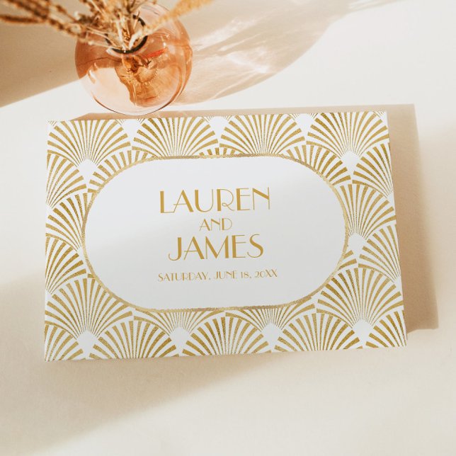 Libro De Visitas Elegante Boda de Art Deco Blanco y Blanco (Subido por el creador)