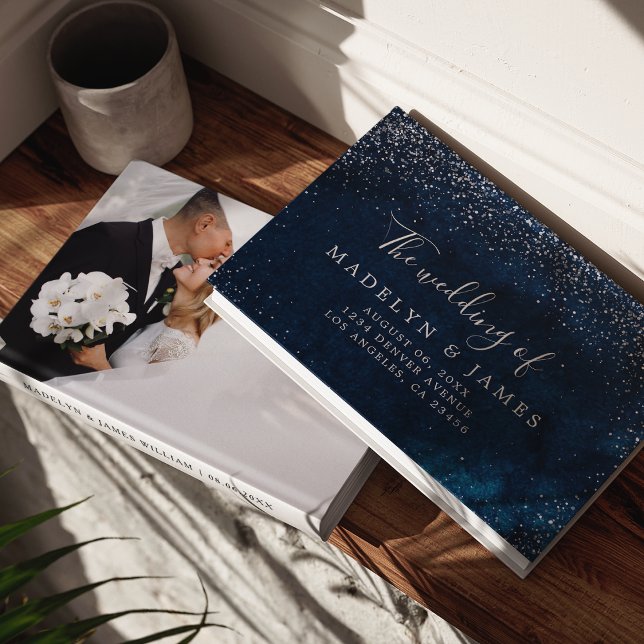 Libro De Visitas Elegante Boda de Azul Marino con Brillo (Subido por el creador)