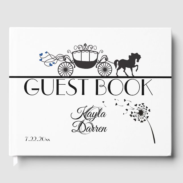 Libro De Visitas Elegante Boda de caballos y buggy (Anverso)