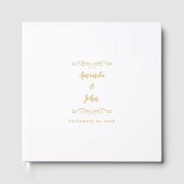 Libro De Visitas Elegante Boda de caligrafía de Moda de oro Minimal