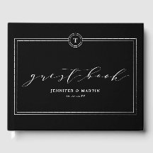 Elegante Boda de caligrafía de monograma negro