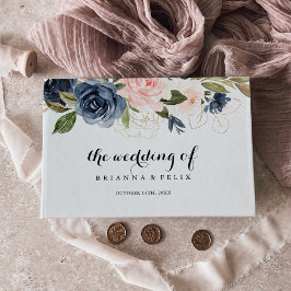 Libro De Visitas Elegante Boda de caligrafía floral invernal simple