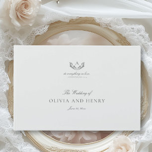Libro De Visitas Elegante Boda de caligrafía gris y guión de monogr