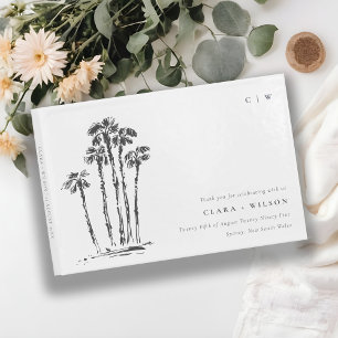 Libro De Visitas Elegante Boda de esbozo de árbol de palmas tropica
