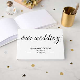 Libro De Visitas Elegante Boda de escritura a mano negra