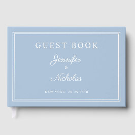 Libro De Visitas Elegante Boda de Escritura Azul en Polvo