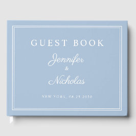 Libro De Visitas Elegante boda de escritura en azul polvo