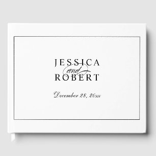 Libro De Visitas Elegante Boda de escritura en blanco y negro