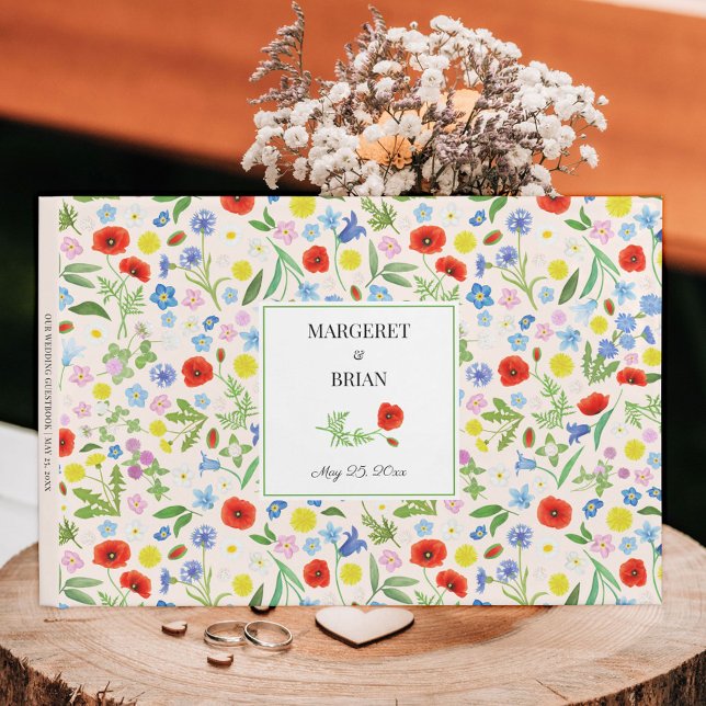 Libro De Visitas Elegante Boda de firma floral rústica (Elegant Rustic Country Floral Signature Wedding Guest Book)