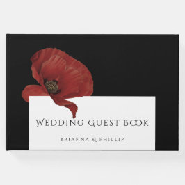 Libro De Visitas Elegante Boda de floral de adormidera roja