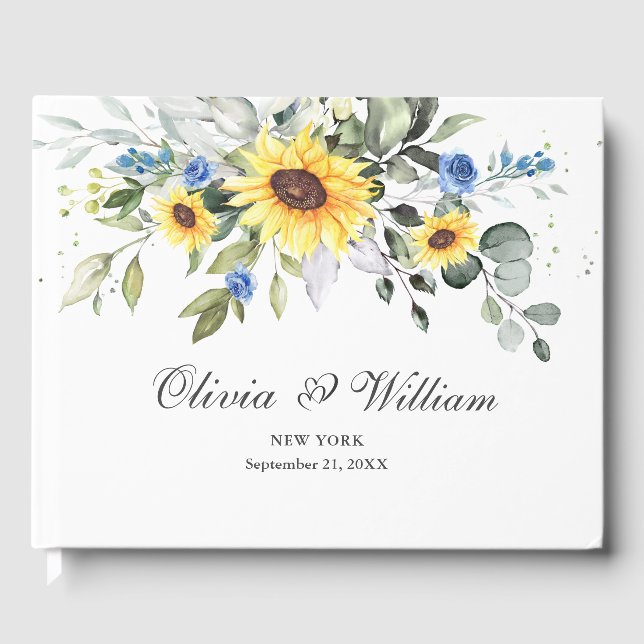 Libro De Visitas Elegante Boda de Foliage Eucalyptus (Anverso)