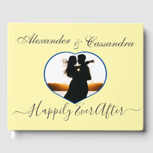 Libro De Visitas Elegante Boda de fotografía amarillo con mantequil