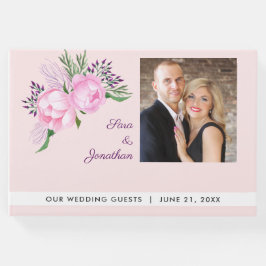 Libro De Visitas Elegante Boda de fotografía de pueblos rosados