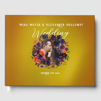 Libro De Visitas Elegante Boda de fotografía gótico oscuro con flor