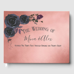 Libro De Visitas Elegante Boda de fotografía Rosa negro de Rubor