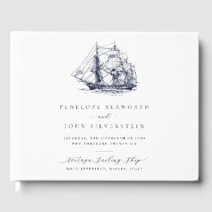 Libro De Visitas Elegante Boda de Ilustracion Náutico