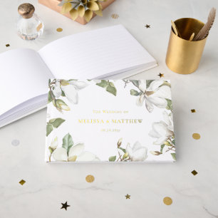 Libro De Visitas Elegante Boda de Magnolia Blanca Oriental