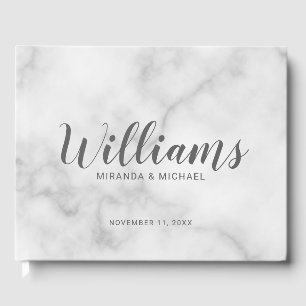 Libro De Visitas Elegante Boda de mármol blanco personalizado