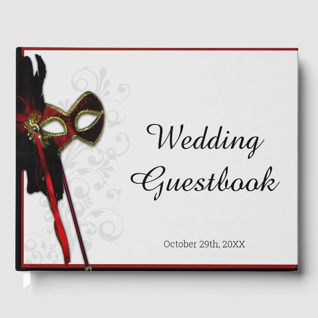 Libro De Visitas Elegante Boda de Masquerade (Anverso)