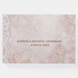 Libro De Visitas Elegante Boda de Moda Moderno Rosa Simple