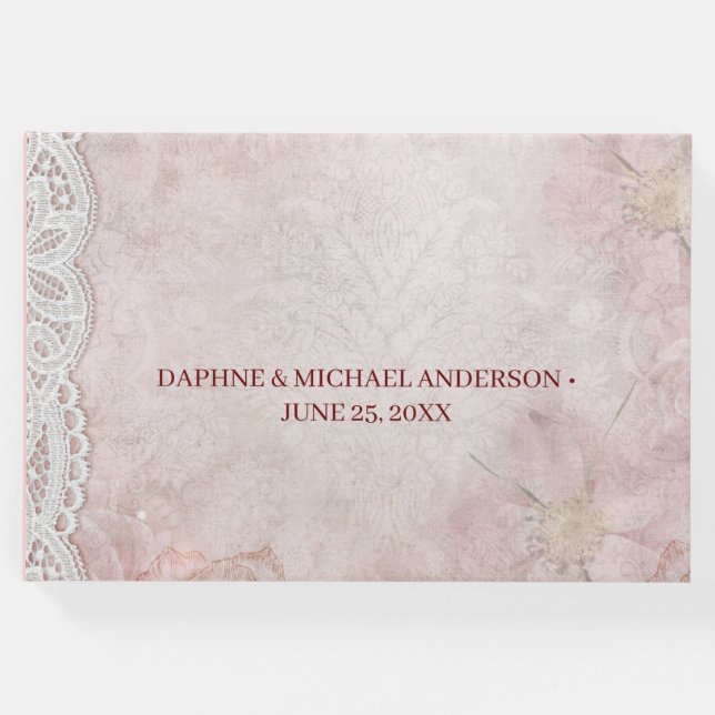 Libro De Visitas Elegante Boda de Moda Moderno Rosa Simple (Anverso)