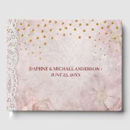 Libro De Visitas Elegante Boda de Moda Moderno rosa simple y dorado