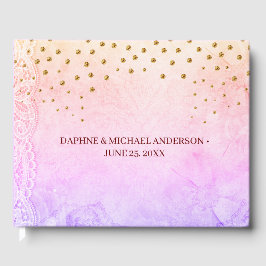 Libro De Visitas Elegante Boda de Moda Moderno rosa simple y dorado