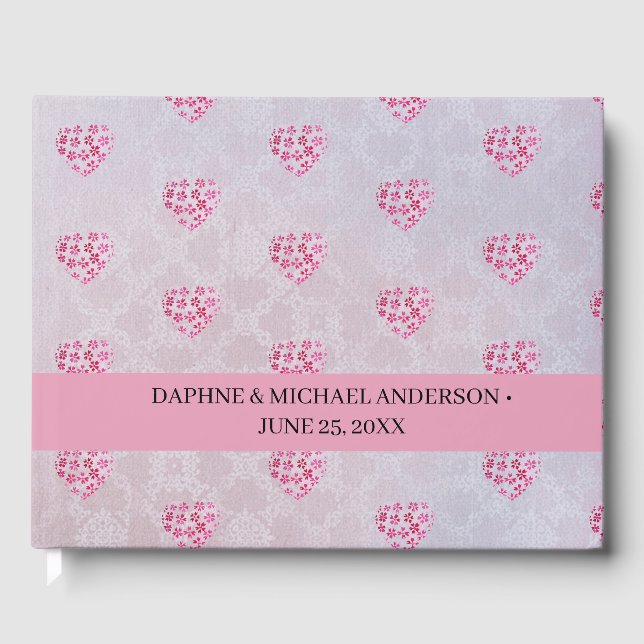 Libro De Visitas Elegante Boda de Moda Moderno Simple Rosa Púrpura (Anverso)