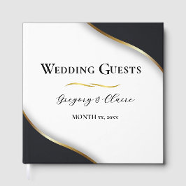 Libro De Visitas Elegante Boda de oro blanco negro