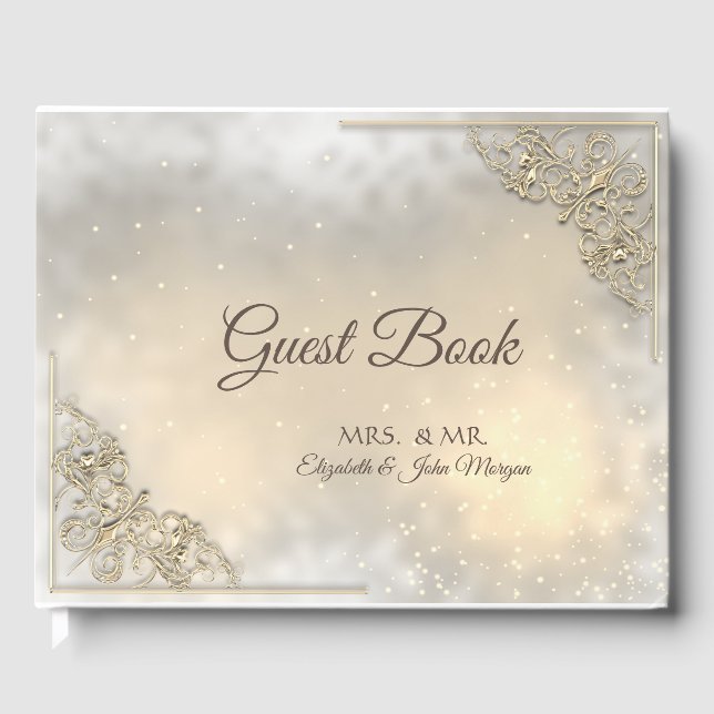 Libro De Visitas Elegante Boda de Oro Chic (Anverso)