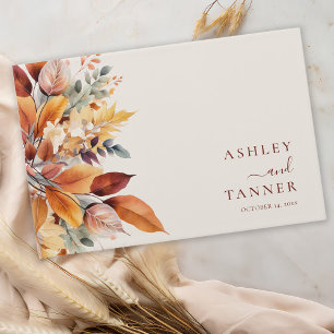 Libro De Visitas Elegante Boda de otoño de hojas de otoño