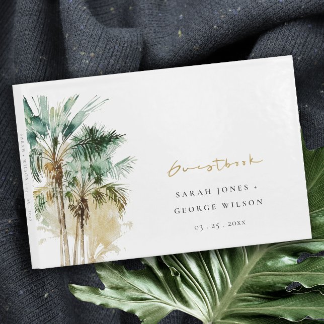 Libro De Visitas Elegante Boda de Palm Trees Tropicales (Subido por el creador)